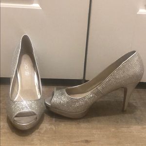 Silver sparkly heels